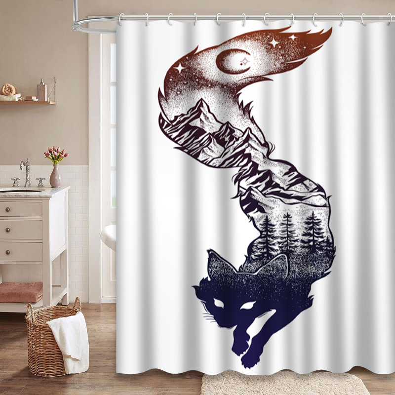 Rideau de douche avec 12 crochets Fox, L 72 po x l 72 po