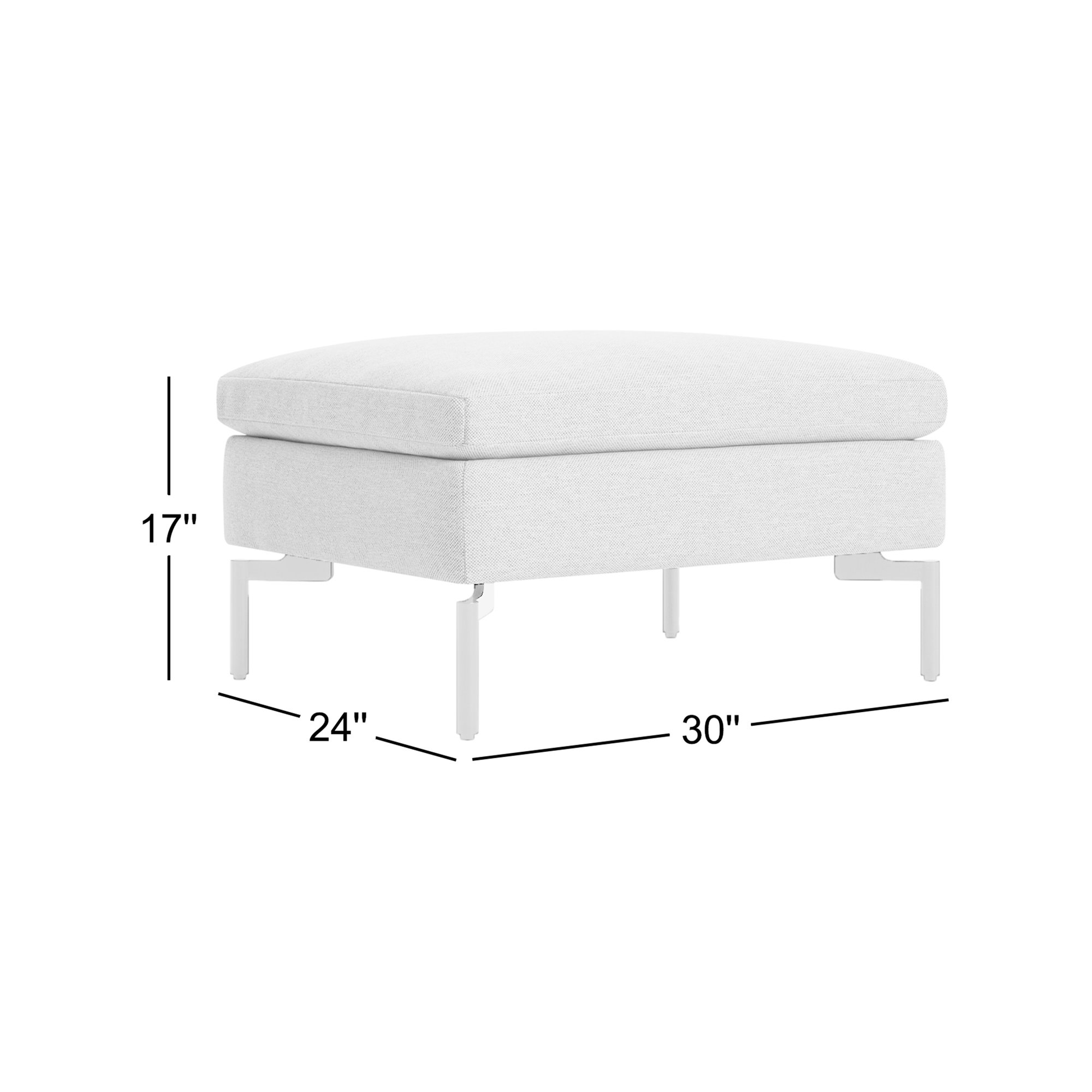 New Standard Upholstered Ottoman, Maharam Mode in Intaglio Crossweave, Black
