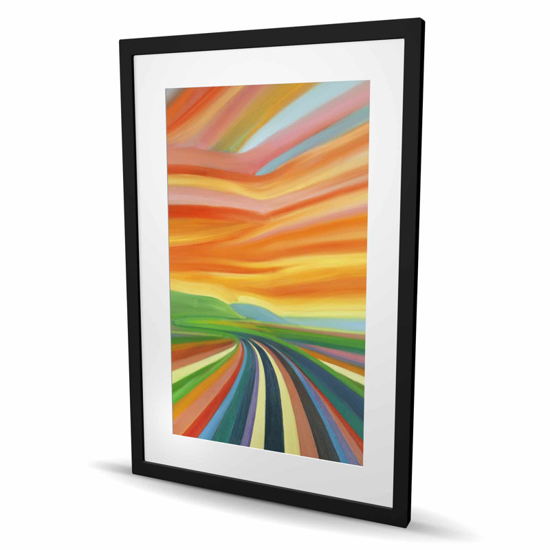 «Colorful Road - Landscape», reproduction encadrée, H 36 po x l 24 po, Noir