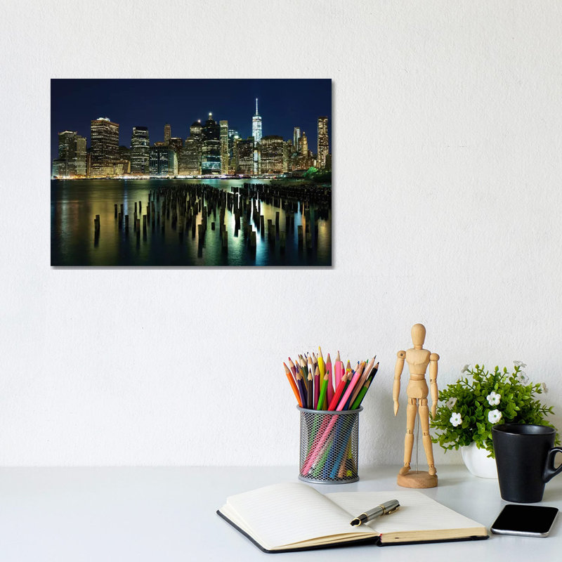 New York At Night VII by James McLoughlin - Wrapped Canvas Print, 20.32cm H x 30.48cm W x 1.905cm D