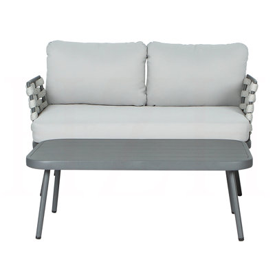 Causeuse et table en acier, gris