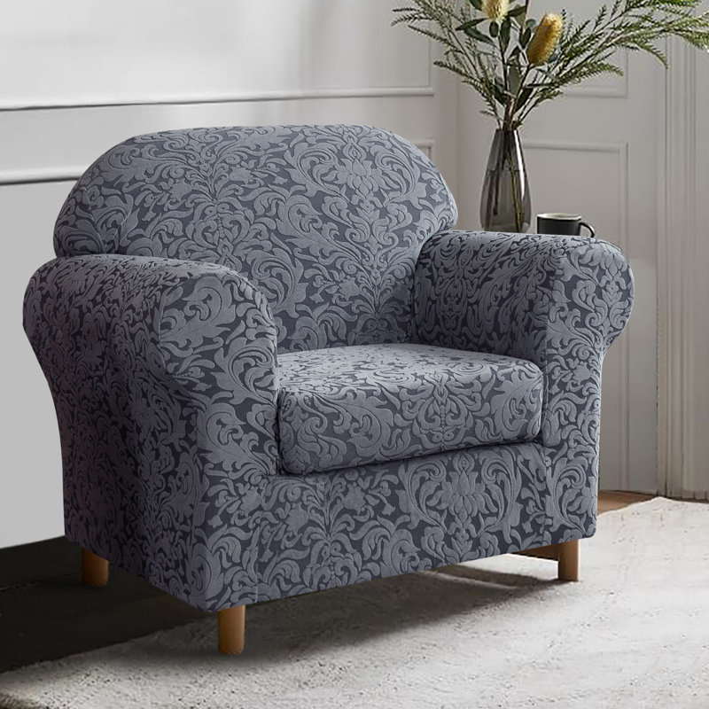 Housse pour fauteuil à coussins carrés/rectangulaires, Bleu-gris