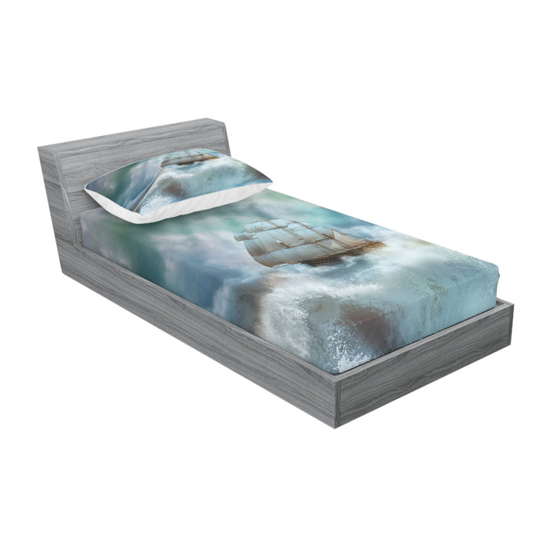Ensemble de draps Majestic Nautical Sealife, Ensemble de draps pour lit simple TG avec drap-hou