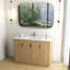 Meuble-lavabo autoportant moderne avec motif rayé et lavabo en céramique