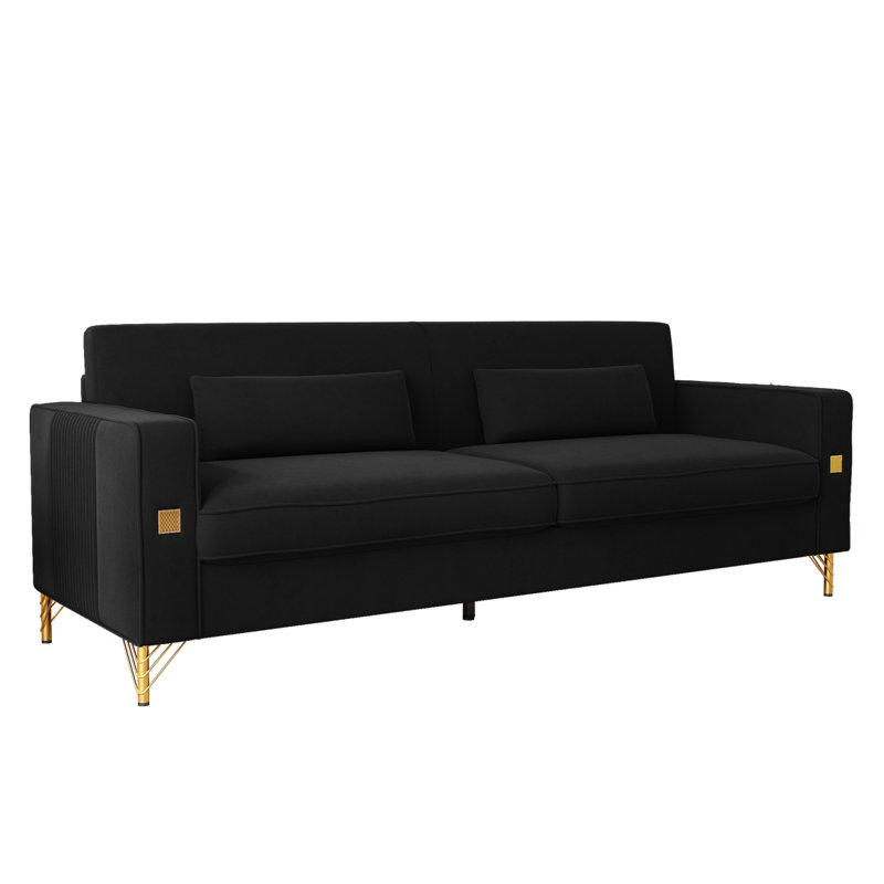 Canapé Lucian Luxe avec détails dorés, Black