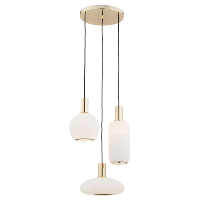 Gourley 3 - Light White/Gold Cluster Pendant