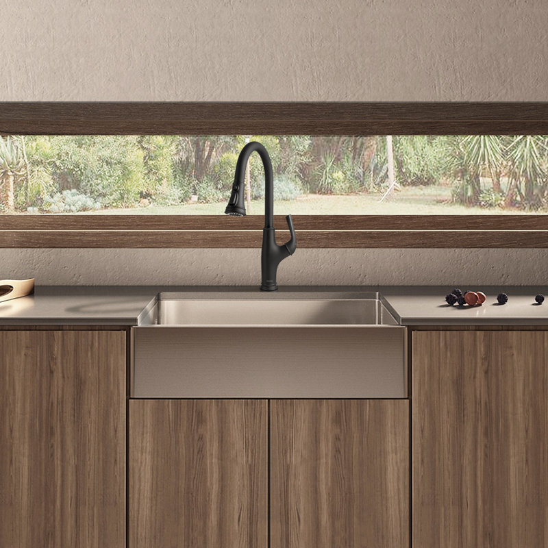 NEWATER Pull Down Kitchen Faucet, Matte Black