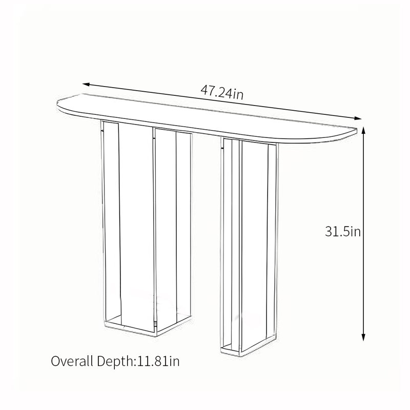 Console simple en bois massif et acrylique, H 31,5 po x l 47,24 po x P 11,81 po, Transparent / vert