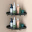 Ensemble de 2 tablettes de douche adhésives en coin noir mat pour rangement mural