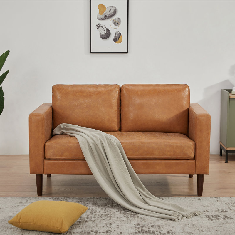 Jordy Faux Leather Loveseat, Camel