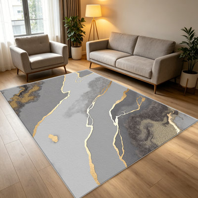Tapis tourbillon or gris 1 pièce, élégant tapis décoratif polyvalent, facile à nettoyer et à entretenir, pièce de mobilier idéale pour la chambre à coucher, le salon, le couloir, le vestibule, le dortoir et le bureau afin de rafraîchir l'ambiance intérieure de votre maison