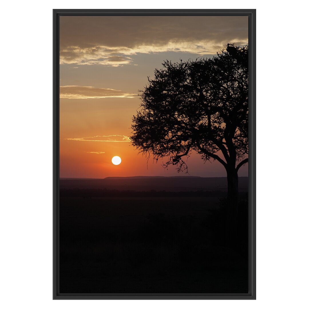 Gerahmtes Wandbild Sonnenaufgang über der Savanne