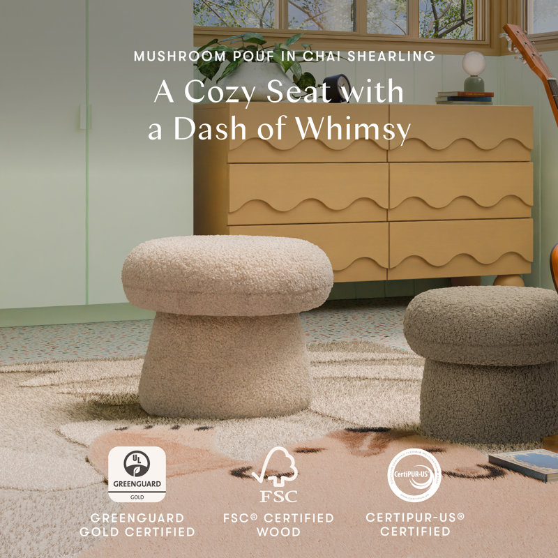 Mini Mushroom Pouf, Chai Shearling