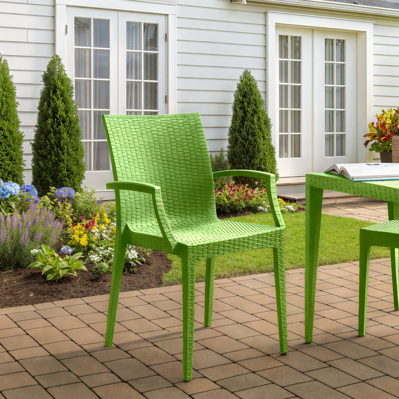 Mace No-Assembly Stackable Patio Armchair – Modern All-Weather Weave Dining Chair – Waterproof & Sturdy Polypropylene Seating for Garden & Balcony