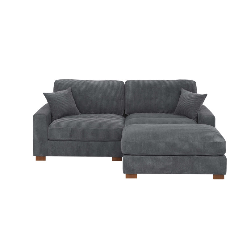 3-Pieces Modular Sofa With Ottoman, Gray