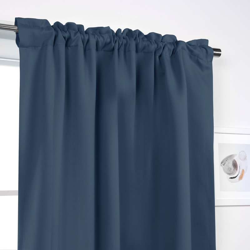 Panneaux de rideaux occultants et thermiques unis avec passe-tringle Bantam, l 52" x L 84", Indigo