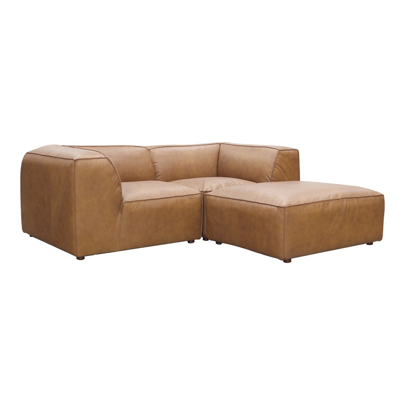 Foley 3 - Genuine Leather Modular Sectional, Tan Top Grain Leather