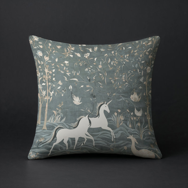 Coussin décoratif intérieur / extérieur bleu Modern Modern, Gris abstrait 6, Carré 18 po