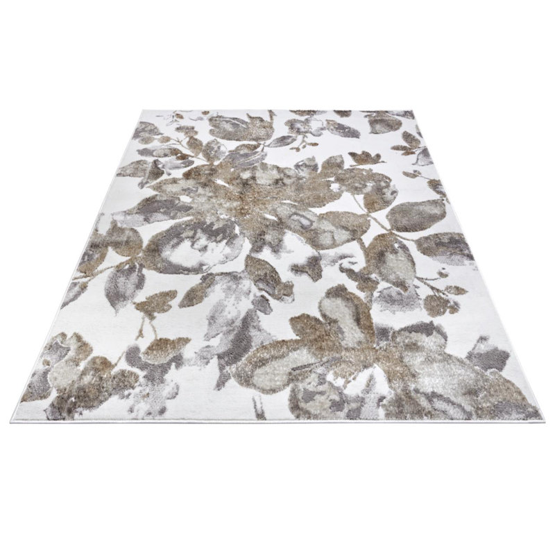 Shine White/Grey/Brown Rug, Rectangle 57 x 90cm