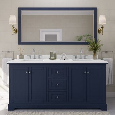Meuble-lavabo double autoportant avec plateau Avery
