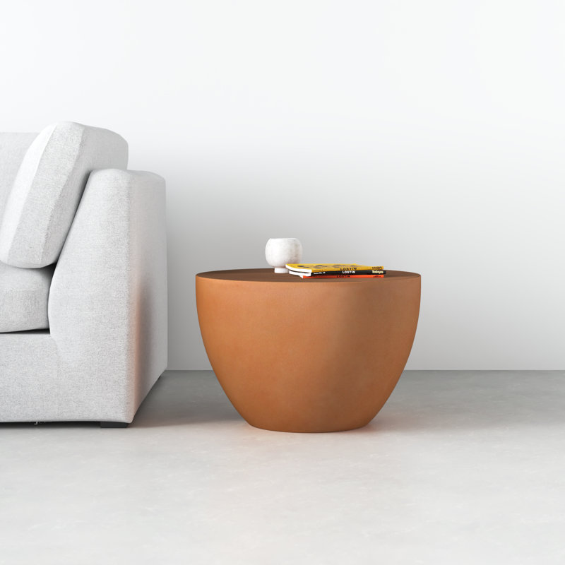 Julie Concrete Drum End Table, Terracotta