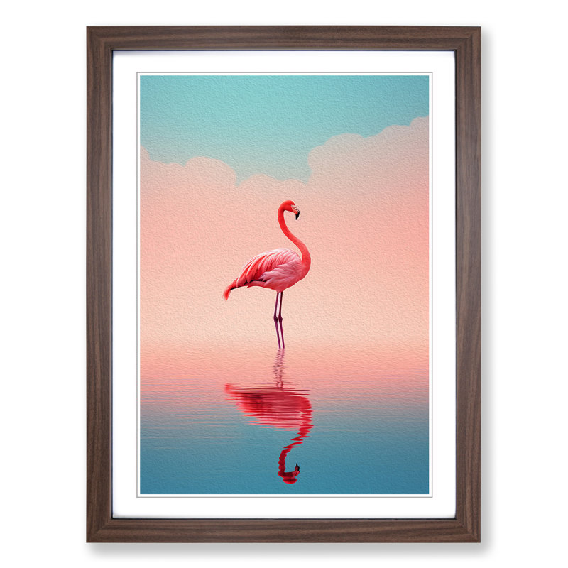 Single Picture Frame Print on Wood, 64cm H x 46cm W, Walnut Framed