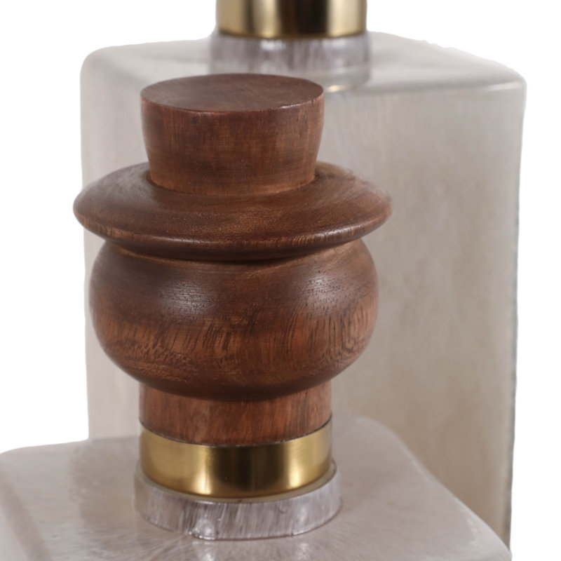 Vase bouteille en verre de style artisanal moderne pour la décoration du bureau ou de la maison - Grand vase contemporain pour présenter des fleurs sur une table de cuisine - Lot de 2, 13 et 15 pouces, ivoire et marron