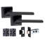  6 Sets Sigma Design Door Handles on Square Rose in Matt Black Finish with 64mm Latches and Pair of 3" Ball Bearing Hinges