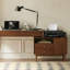 Bureau de direction rectangulaire en bois massif avec tiroirs Walnut