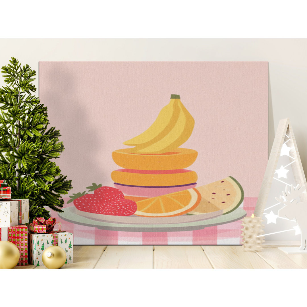 Pastel Fruit Stack Kitchen Canvas Art