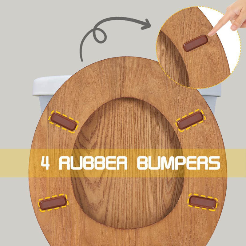 Wooden Toilet Seat Round with Metal Hinges