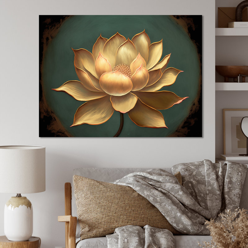«Blossoming White Vintage Lotus», art mural Lotus, Toile tendue, H 24 po x l 32 po x P 1 po