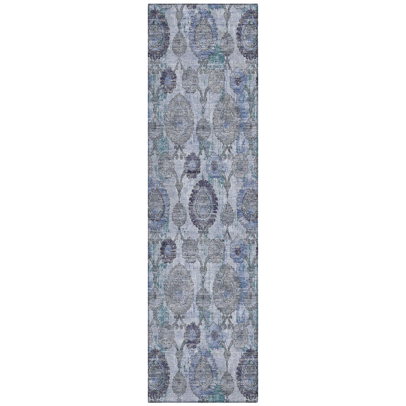 Malchow Washable Damask Indoor / Outdoor Rug, Runner 2'3" x 7'6"