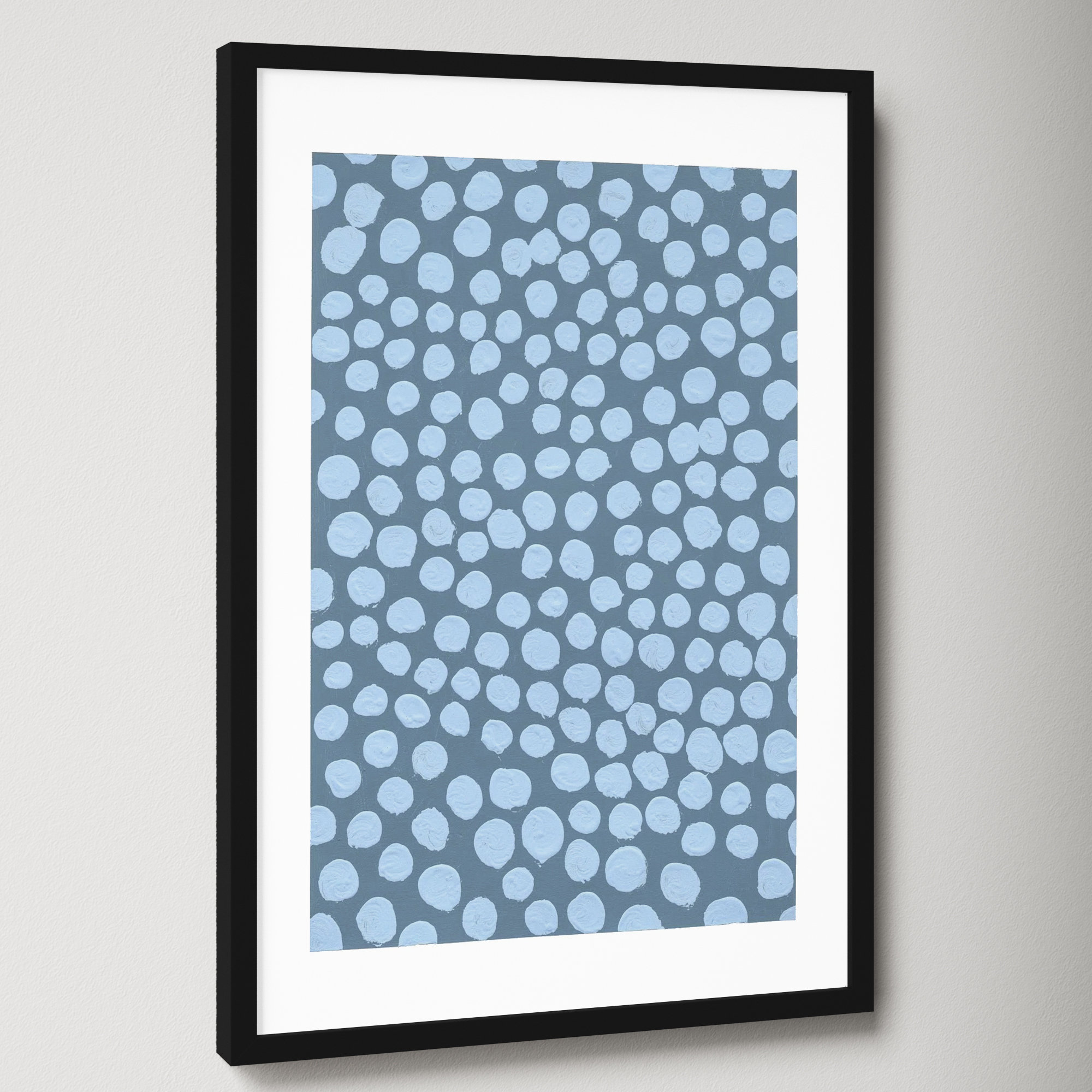 Periwinkle On Blue Gray by Michela Sorrentino, 50" H x 35" W x 1.25" D, Black