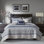 Ensemble de courtepointe réversible en jacquard bleu marine 6 pièces avec coussins décoratifs Rhapsody
