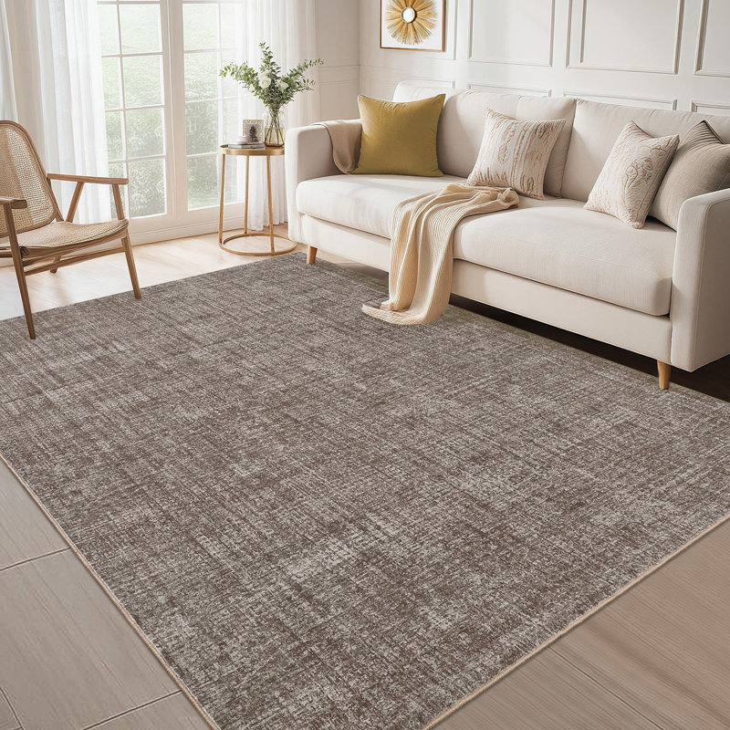 Tapis de salon Minimalist, Rectangle 9 pi x 12 pi, Brown