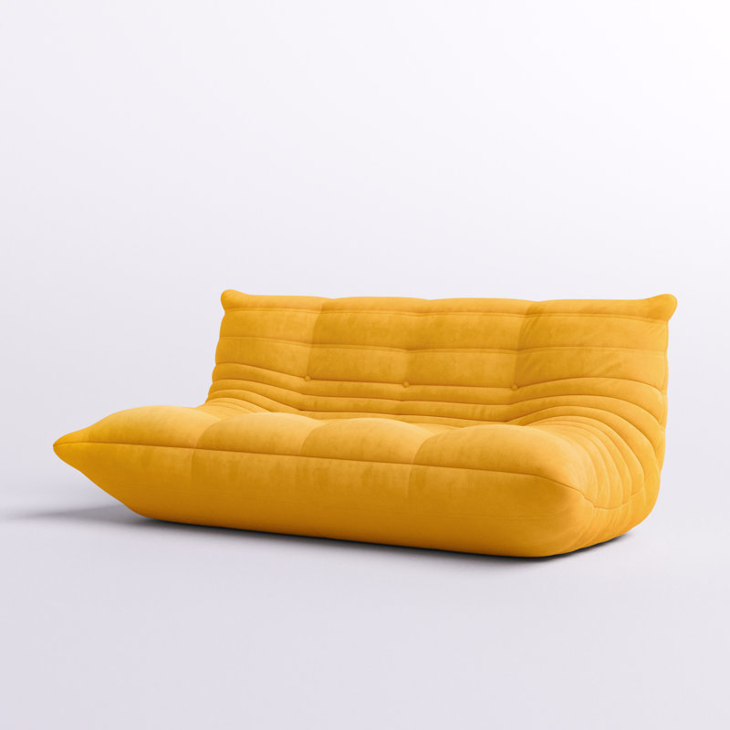Blanchette 28.33" H Microfiber 3-Seat Bean Bag Sofa, Yellow Microfiber/Microsuede