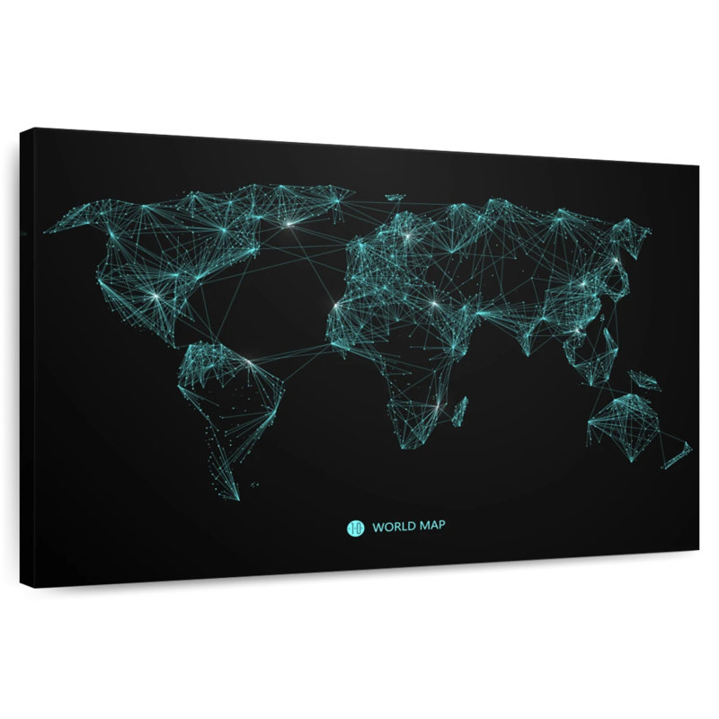 Aliaz Network Connection World Map, 24" H x 36" W