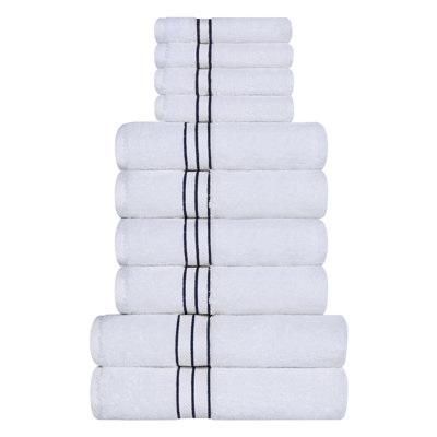 Josann Turkish Cotton Ultra-Plush Solid 10 Piece Highly Absorbent Heavyweight Towel Set