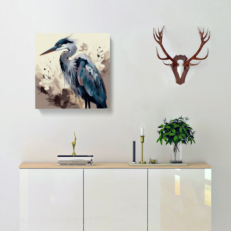 Heron Graphic Art - Wrapped Canvas - Framed Print
