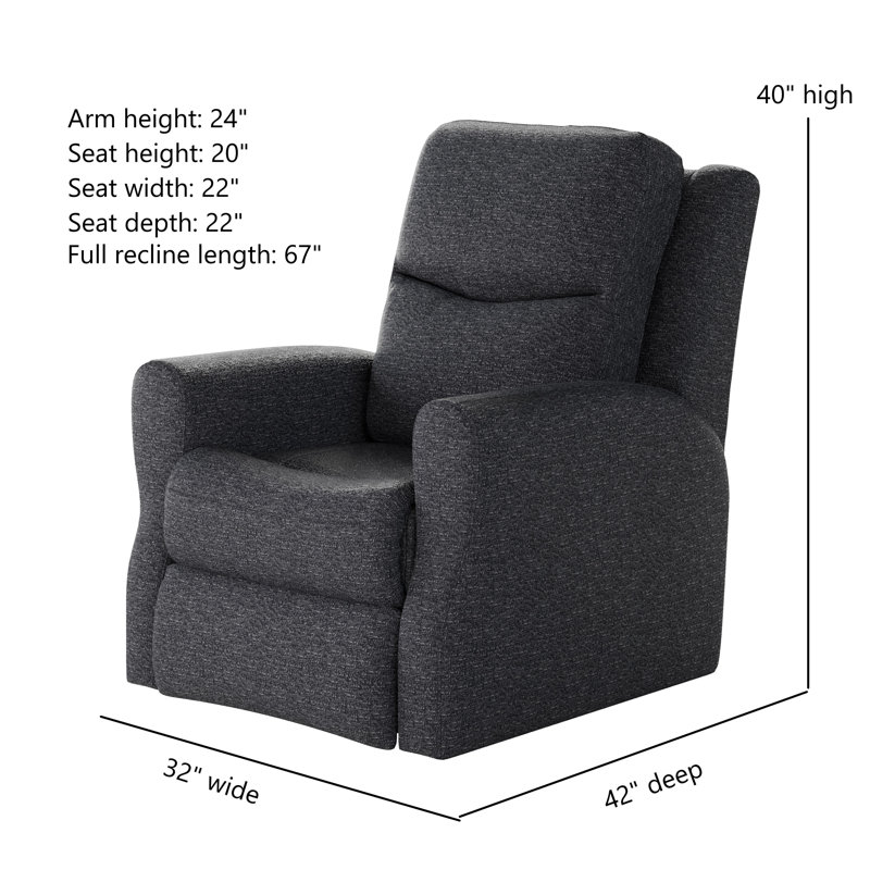 Fame Power Headrest Recliner, Blue Polyester, Power/Wall Recliner