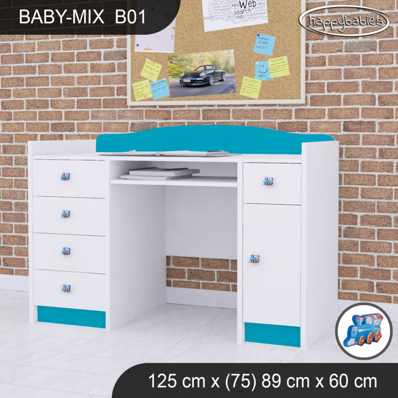 125cm Computer Desk, Blue
