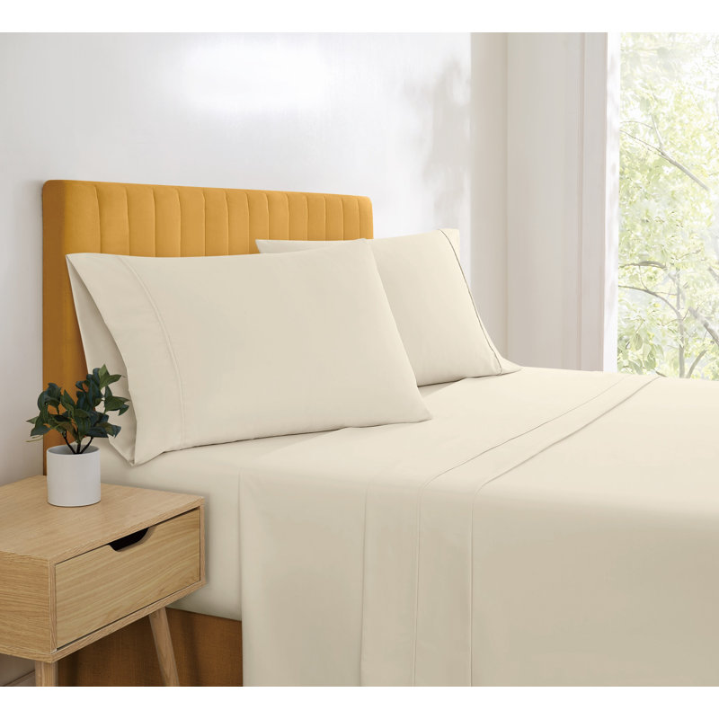 Simmons Essential Microfiber Brushed Sheet Set, Ivory, Twin XL