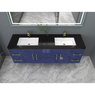 Campy 72" Wall-Mounted Double Bathroom Vanity Set