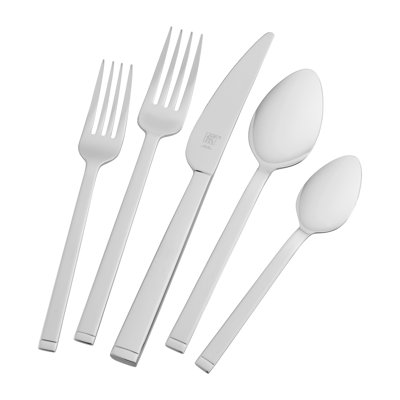 Ensemble de couverts carrés en acier inoxydable 18/10 de 45 pièces, service pour 9