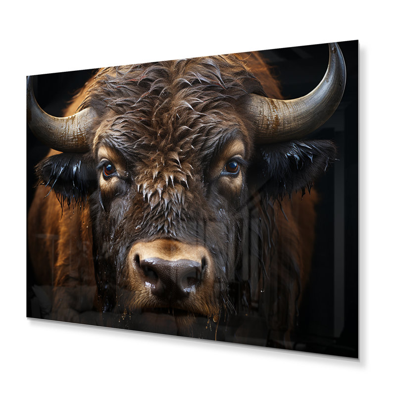 Bison Protrait I - décoration murale animaux en métal, H 16 po x l 32 po x P 1 po, Métal métal