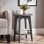 Table de bout ronde Smoky Gray Farmhouse, petite table d'appoint en coin pour le salon-839577444