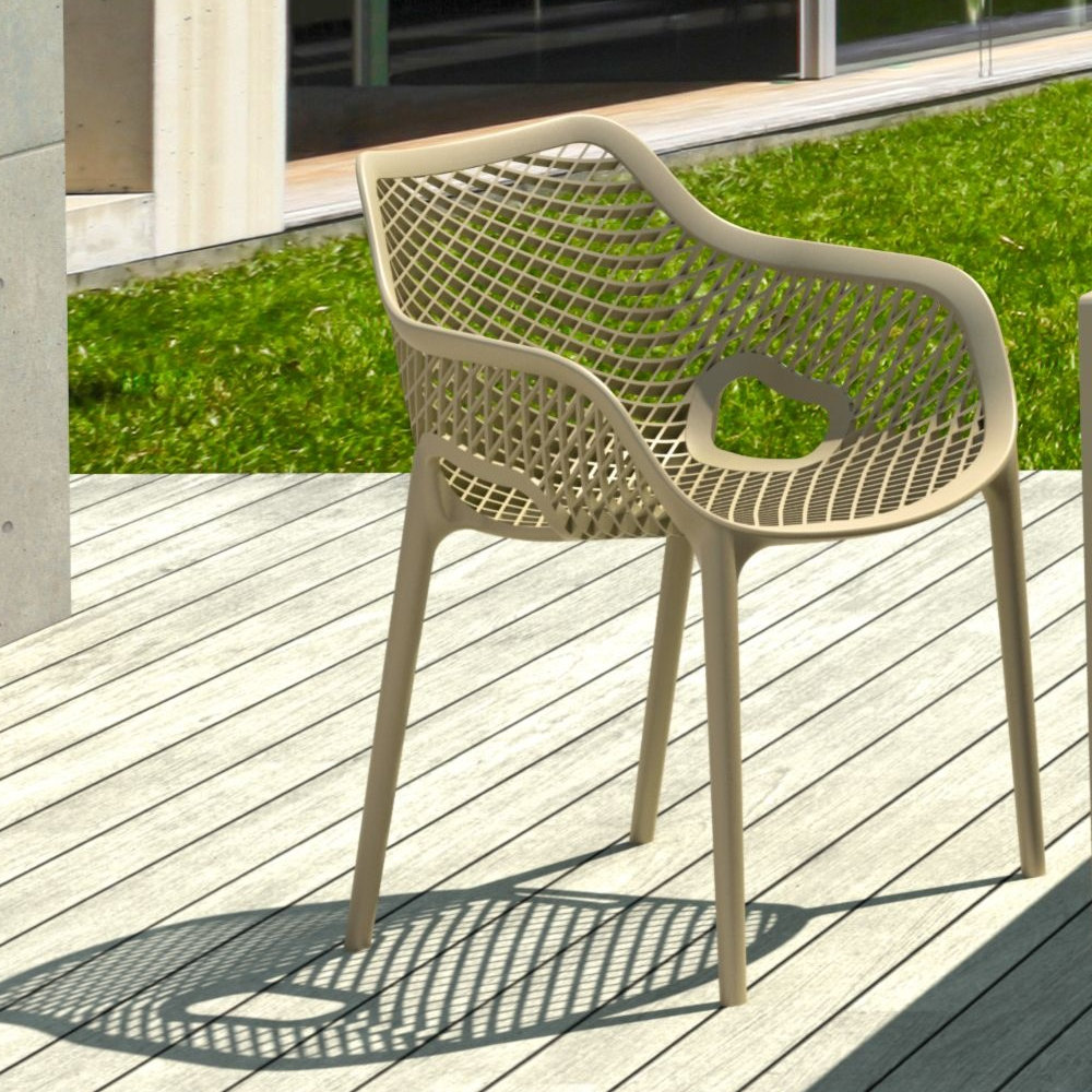 Farrah Stackable Patio Armchair, Taupe