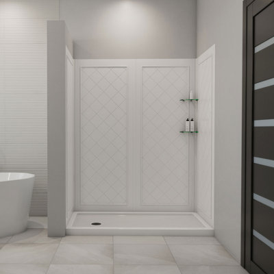 Base de douche en acrylique blanche Q 30 po x l 60 po x H 76 3/4 po Qwall