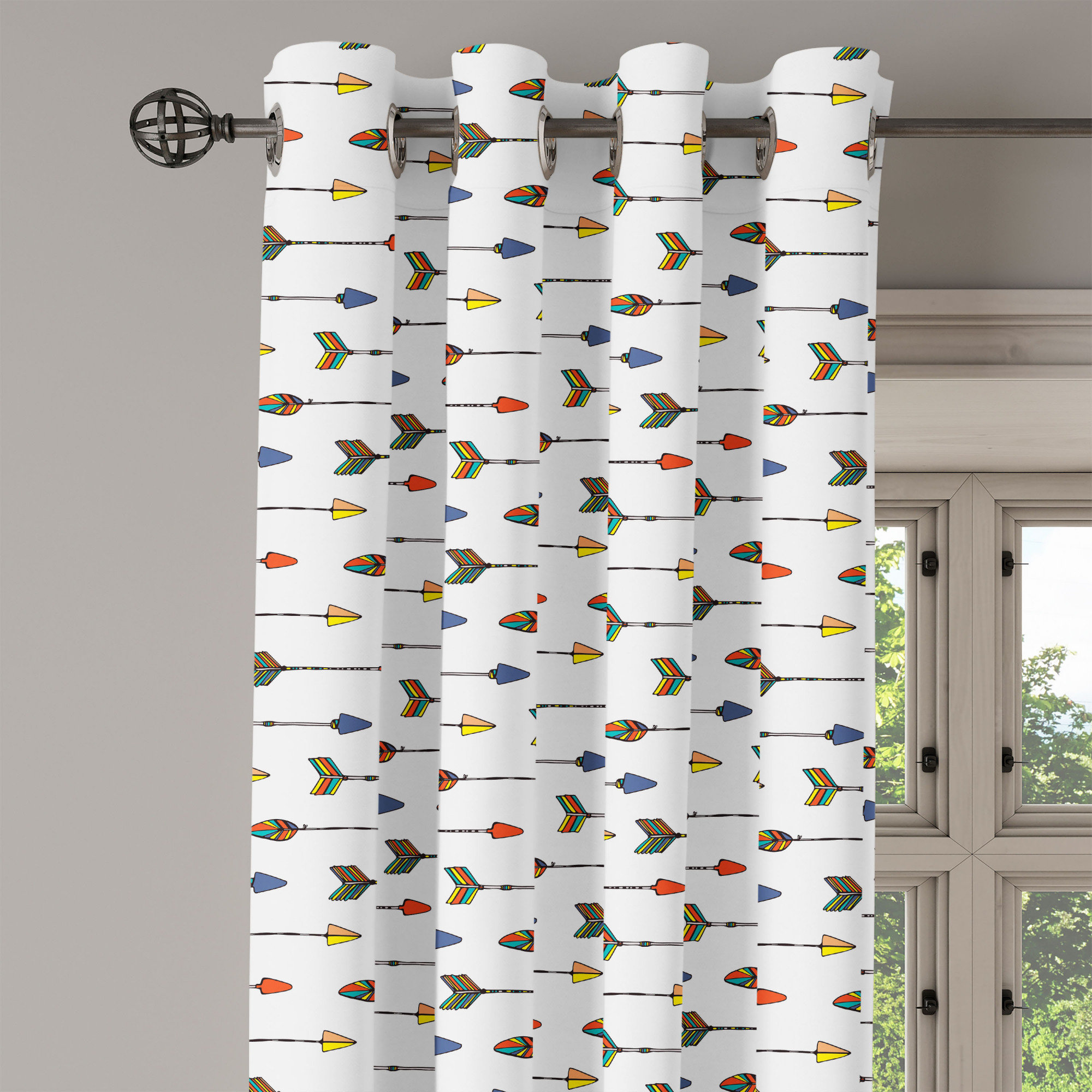 Southern Preppy Ikat Rings Curtain Panel